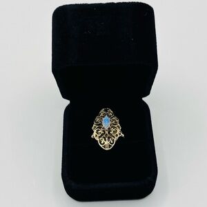 14K Gold Vintage Filigree Natural Opal Ring